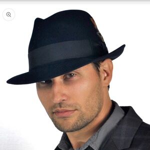STETSON - STYLE # 130609 SAXON FUR FELT FEDORA HAT black 7 3/8